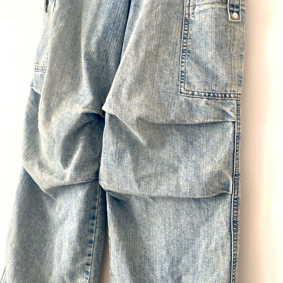 H&M DENIM PARACHUTE slouchy pants, sz Small, W: up to 32” Mint Condition - Picture 4 of 9